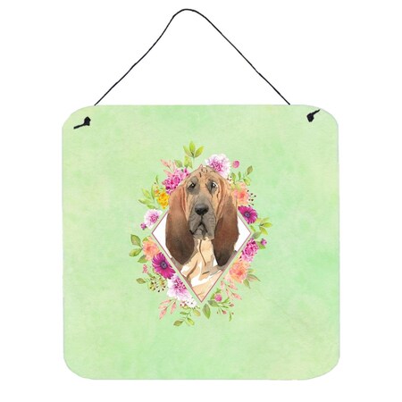 Carolines Treasures 6 x 6 in. Bloodhound Green Flowers Wall or Door Hanging Prints CK4419DS66